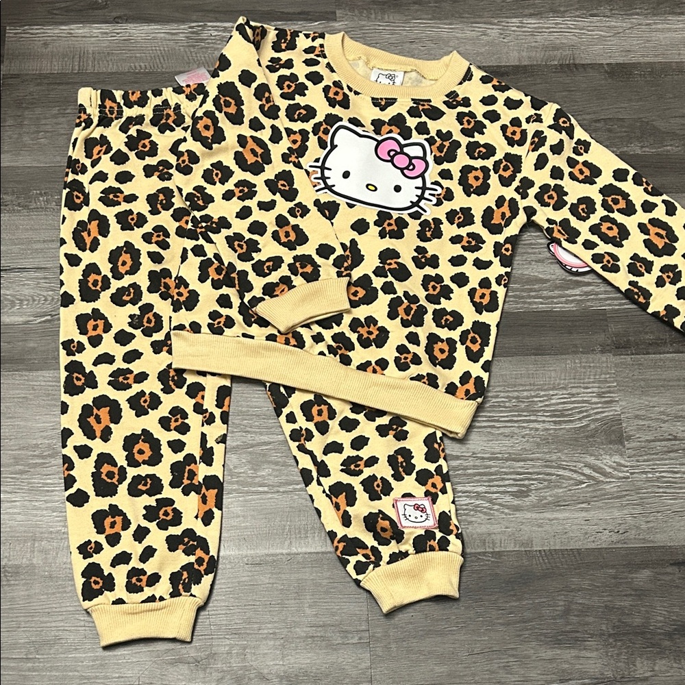 Hello Kitty Yellow and Black Leopard sweatsuit set